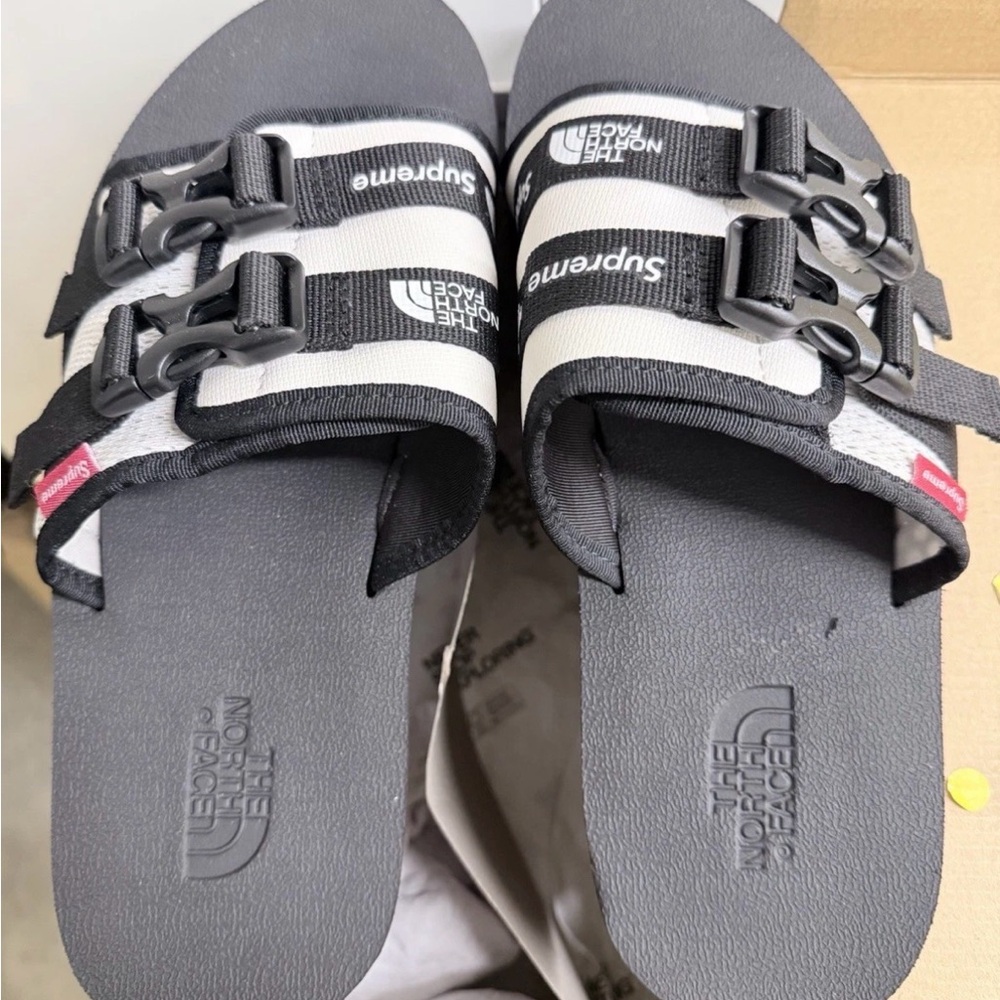 The North Face Moonlight Ivory & Black Slide Sandals